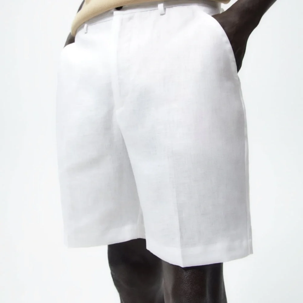 Zara Mens 100% Linen Shorts - Picture 4 of 12